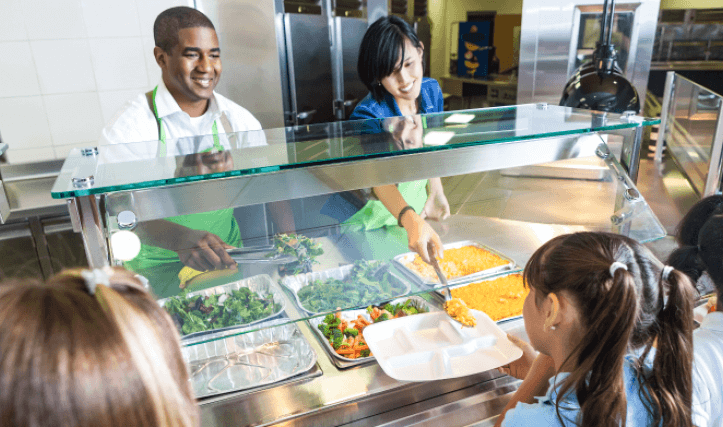Food is served in cafeteria